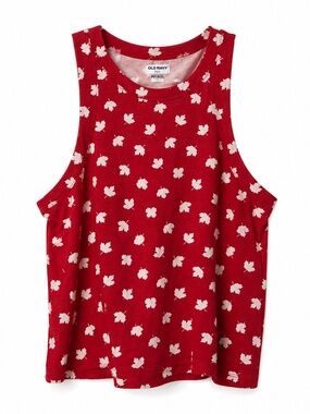 Old Navy Red & White Crop Racerback Tank Maple Leaf Print – Plus Size 2X